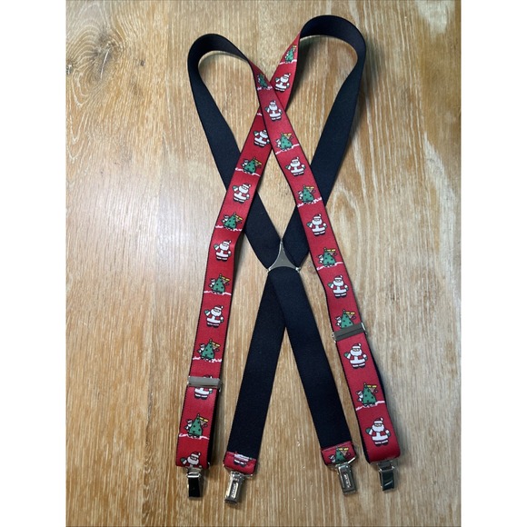 Vintage Pelican USA Christmas Tree Party Funny Santa Claus Suspenders Adjustable - Picture 1 of 5